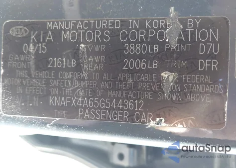 2016 Kia Forte Lx from USA, damaged, VIN KNAFX4A65G5443612